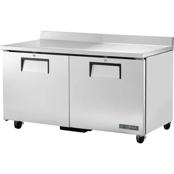 True TWT-60-HC | 60" 2-Solid Door Work Top Refrigerator | 17.8 cu. ft.