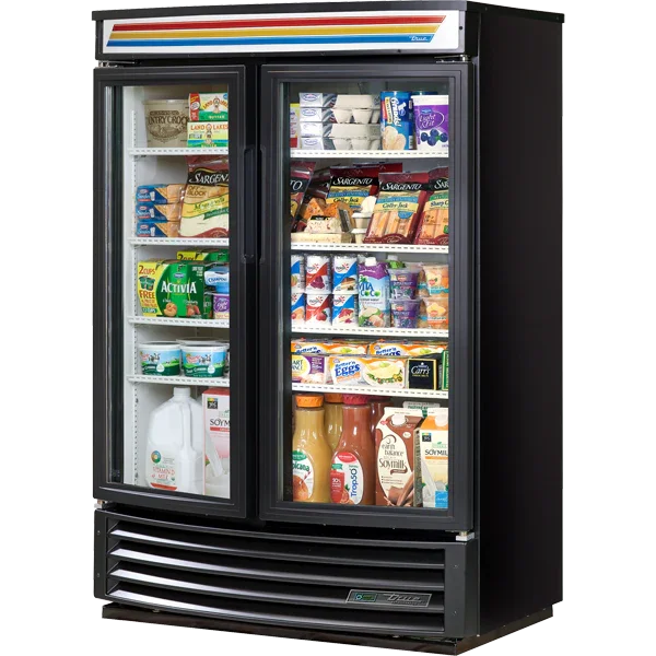 True GDM-35SL-RF-HC-LD | 40" 2-Glass Door Slim Line Radius Front | Refrigerated Merchandiser