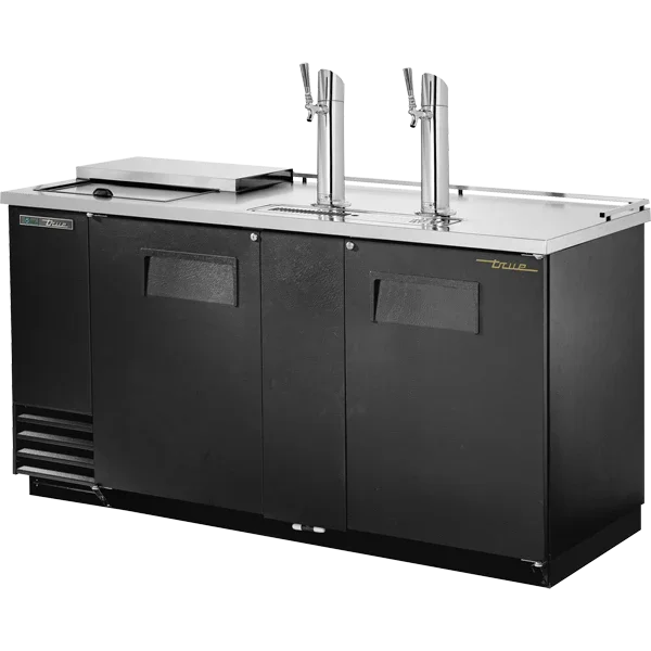 True TDD-3CT-HC | 69" Black Club Top Direct Draw Beer Dispenser  2 Taps  2 Solid Doors